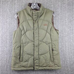 The North Face Vest Womens Medium Green 600 Down Quilted Puffer Zip Winter